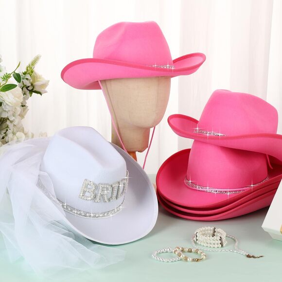 6541 12 Pcs Women Cowgirl Cowboy Hats Bachelorette Cowboy Hats For Bridal main image 5